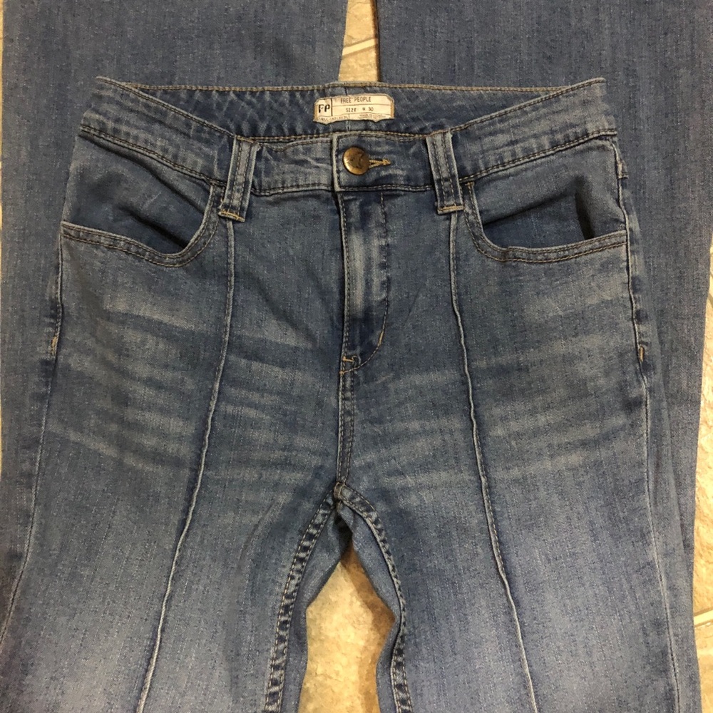 Free People Light Blue Skinny Jeans with Front Seams